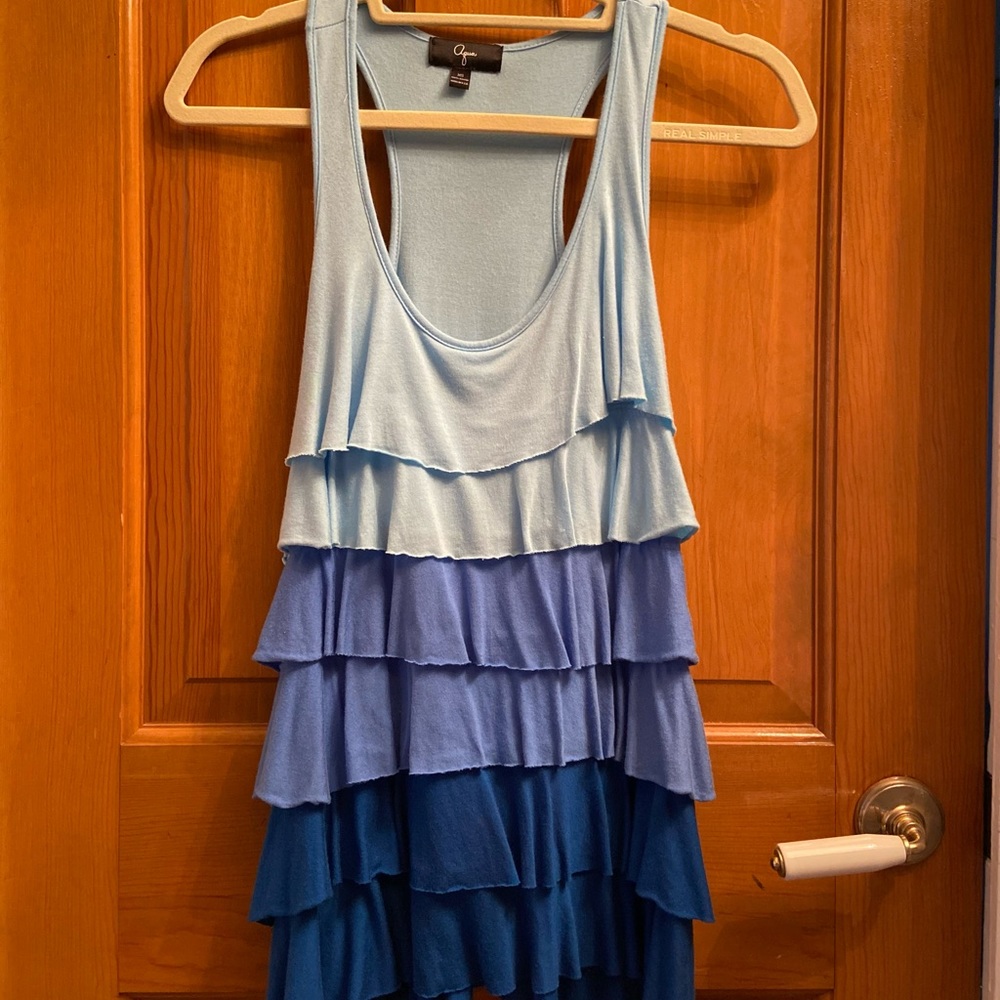 Aqua blue ombré layered tank-XS